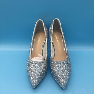 Eastanna Glitter Formal Pointed Toe Pumps High Heel Dress Shoes